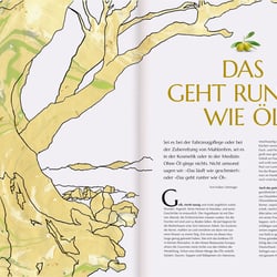 Layout, Bildretouche und Illustration. Anwendungsbeispiel meiner Illustration. Mischtechnik.