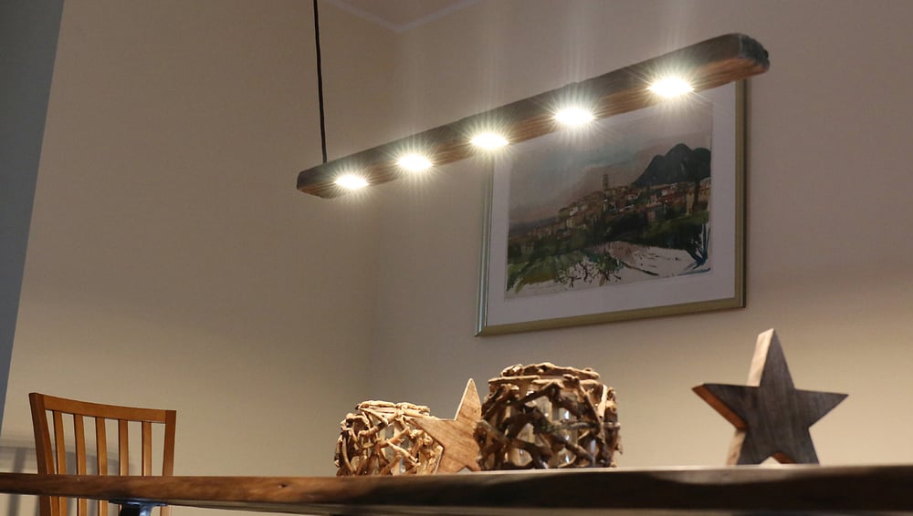 Designer Esstischlampe aus Treibholz