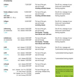 Preisliste für LAX Gym