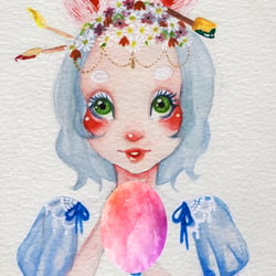 „Häschen Jenny“,Illustration für Osterkarte