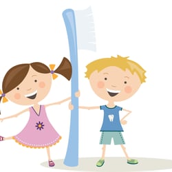 Kids with toothbrush