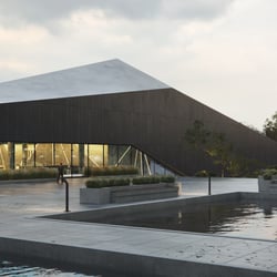 Außenvisualisierung einer modernen und ästhetischen Bibliothek