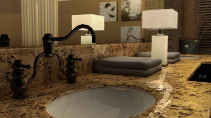 Bathroom render, rendered in MR HDRI, composited in Photoshop