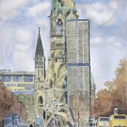Kaiser-Wilhelm-Gedächtnis-Kirche, Aquarell, 40,5×29,5 cm, 1994