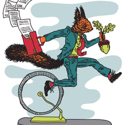 Illustration für Kleinert Illustratoren, München: Business-Eichhörnchen