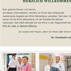 Startseite einer Klinik-Homepage