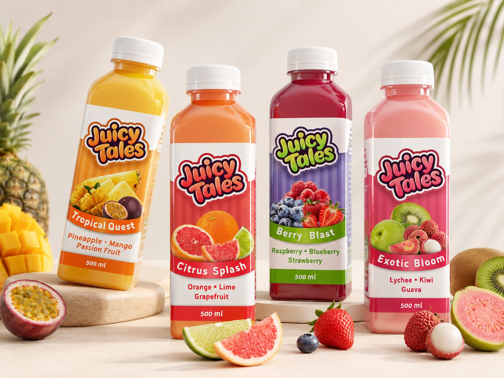 Juicy Tales – Juice Identity & Packaging Design