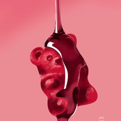 Roter Zuckerbär – Digitale Food-Illustration