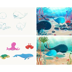 Illustrations for“Mother Gray and Little Blue Adventure app”