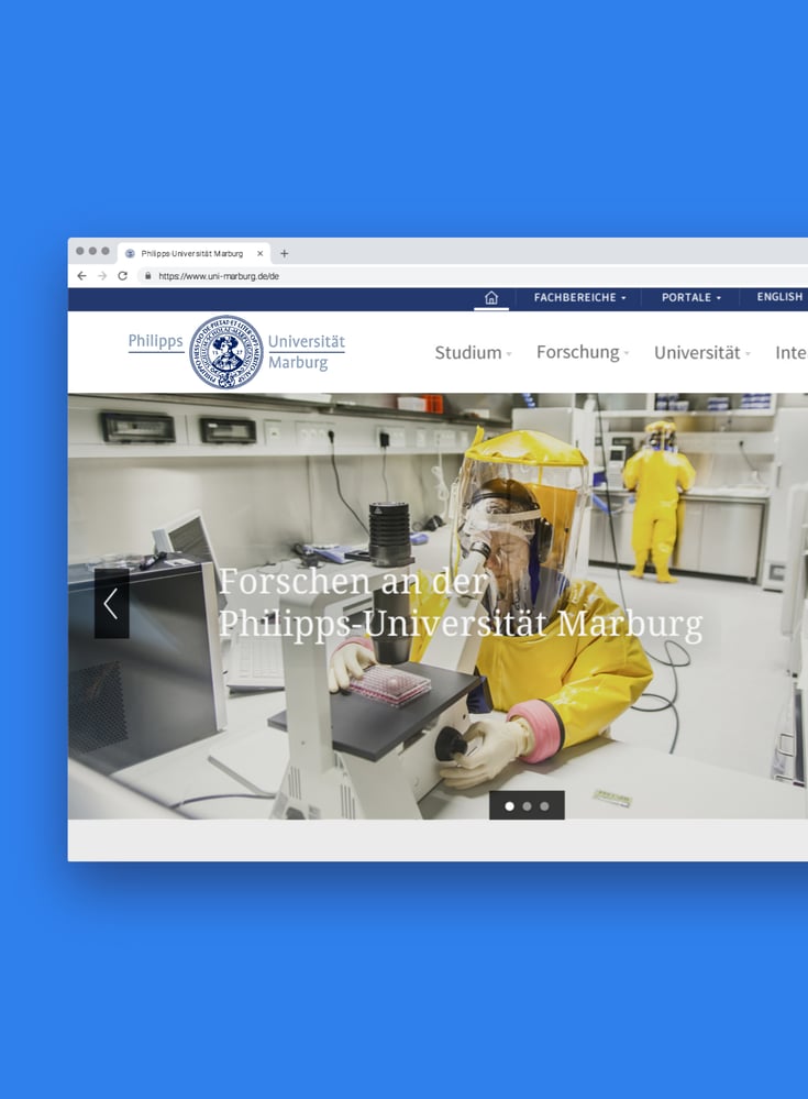 Website der Universität Marburg
