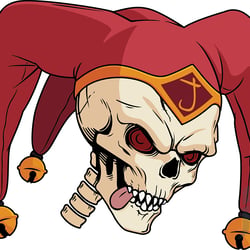 Neuinterpretation des Jesters-Clan Logos (Schädel mit Narrenmütze).