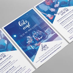 Postkarten-Flyer für „Voice for you event“, Corporate Identity Entwicklung 2018 (Fotos: Lichtbildbude Wermelskirchen)