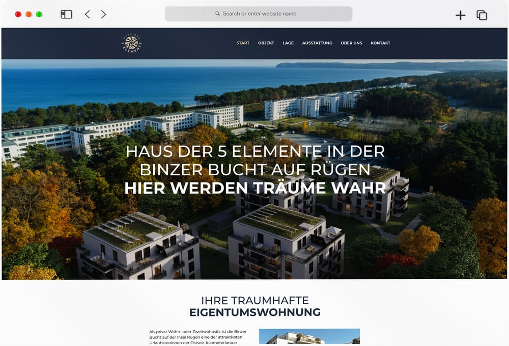 WordPress-Elementor Website für das Projekt Haus der 5 Elemente