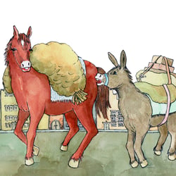 Pferd und Esel, aus: „Fabelhafte Welt“