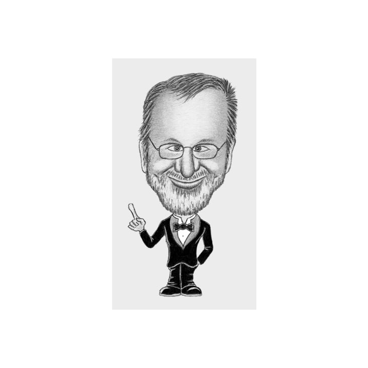 Karikatur von Steven „E.T.“ Spielberg