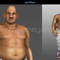 3D Pandit Low Poly Cartoon Character Animation