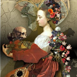 Frau mit Totem Kopf.