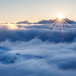 Sunrise over the sea of clouds