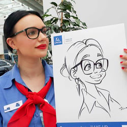Live-Karikatur auf Papier