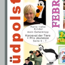 Titel- u. Rückseite, (Jan., Febr., März) Themenüberschriften: Kino, Treff, Radio (Plakatkästen: Farbe, im Heft: Header SW)