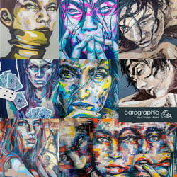 Ausstellung Carolyn Mielke, Malerei, Kunst Cottbus, Bunte Gesichter, Popart