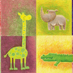 Zusammenstellung acht einzelner Illustrationen für Babys und Kleinkinder