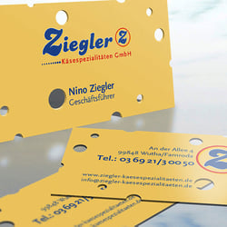 Visitenkarte für einen Käseproduzenten