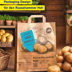 Illustratives Packaging Design für Kartoffel-Tragetaschen // Kunde: Ruasshammer Hof