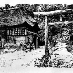Illustration für das Buch „Das japanische Haus und sein Leben“ von Bruno Taut. Tusche und Feder auf Papier 1985