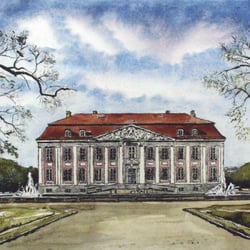 Schloß Friedrichsfelde, Radierung, aquarelliert, 24×32 cm, 2004