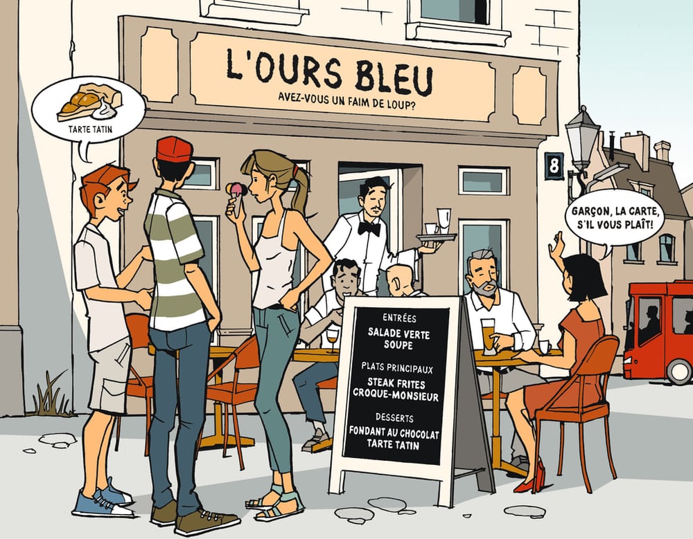 Illustration für ein Französisch Lehrbuch