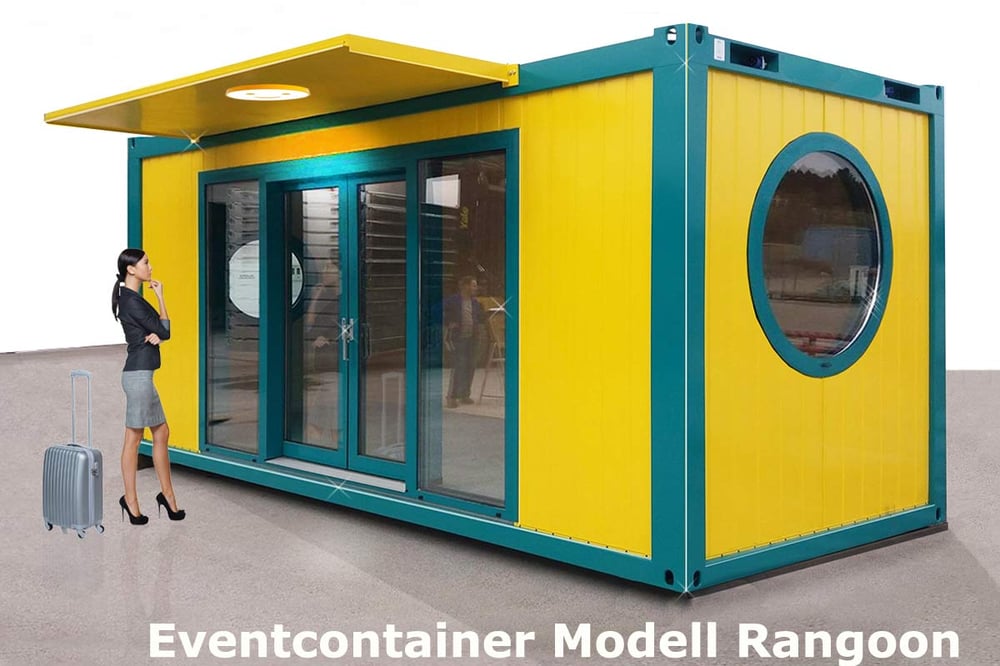 Messe-und Eventcontainer mit Rundfenstern Modell Rangoon