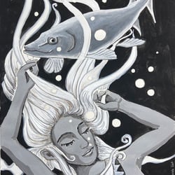 Fish, für inktober 2020, Gouache