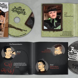 CD-Album-Artworks für zwei Alben der Band „Budapester Bumsorchester“
