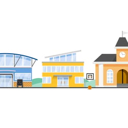 Explainer Flat Buildings Shopping Mall School Townhall