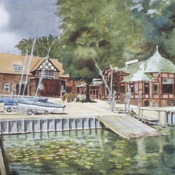 Bootshaus, Seglerhaus am Wannsee, Aquarell, 29,5×40,5 cm, 1994