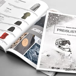 Pryde Group – Konzeption & Kreation der Preislisten für die Marken FLOW, Icetools, Nidecker, POW