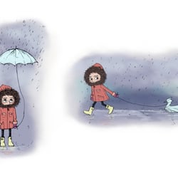 Ein Tag im Regen; Freie Illustration