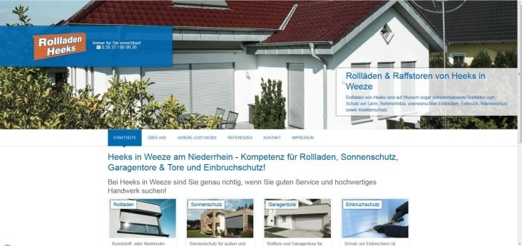 Webseite Rollladen Heeks in Weeze