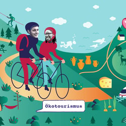 Ökotourismus, Illustration für die Deutsch-französische Lern- und Wissensplattform PARKUR
