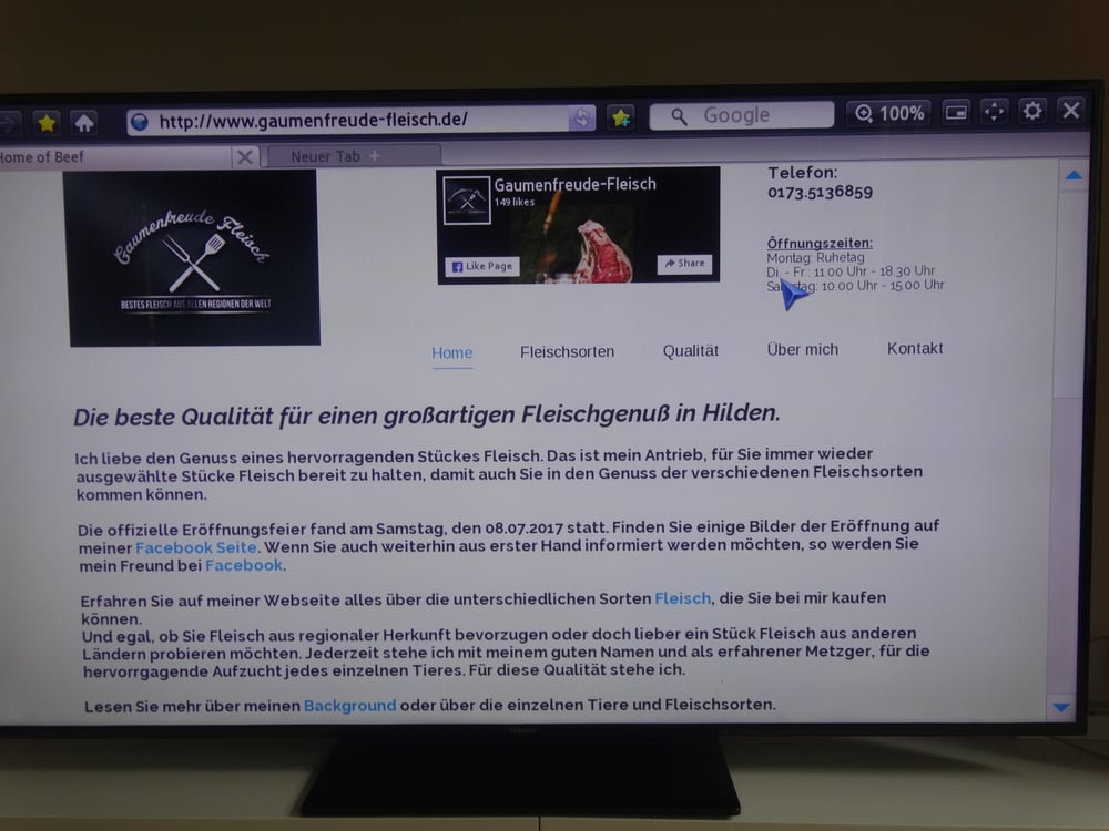 Webseite der Metzgerei Gaumenfreude-Fleisch