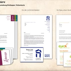 Gestaltung von Visitenkarten und Briefpapier für diverse Kunden