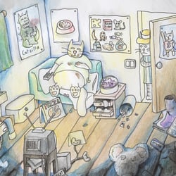 Katzenkinderzimmer – Kinderbuchillustration