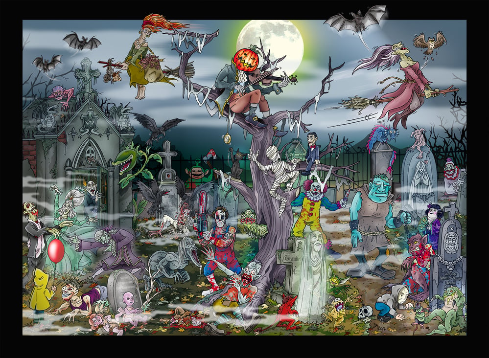Wimmelbild „Halloween“ / Kalendermotiv