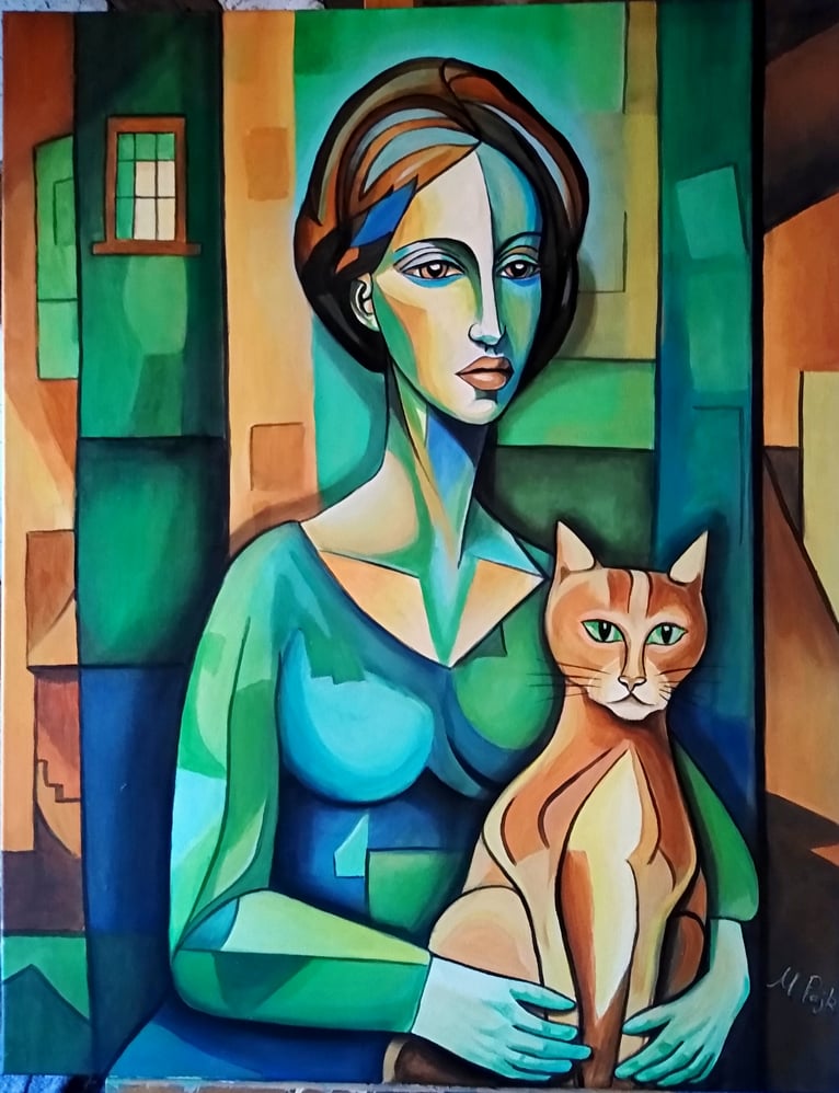 Frau mit Katze