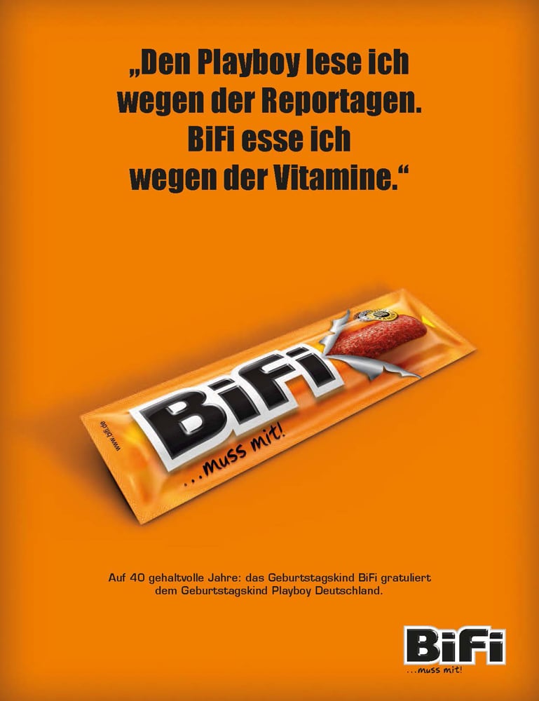 Co-Sieger beim W&V-Wettbewerb: BiFi-Anzeige im Jubiläums-Playboy