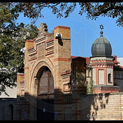 Die Synagoge von der Strasse aus gesehen