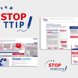 Logodesign: Europäische Bürgerinitiative gegen TTIP, Werbemittel