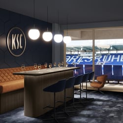 Innenvisualisierung der Executive Lounge des neuen Karlsruher Stadions