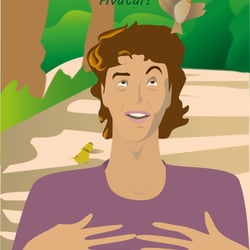 Er trifft Spatz, ihren Avatar, im Park